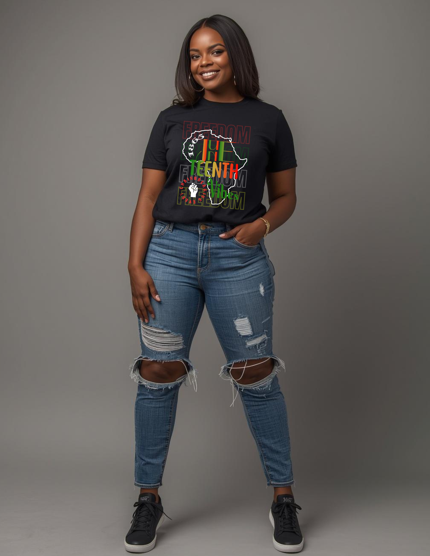 Juneteenth Freedom T-Shirt — Africa Silhouette with Pan-African Colors