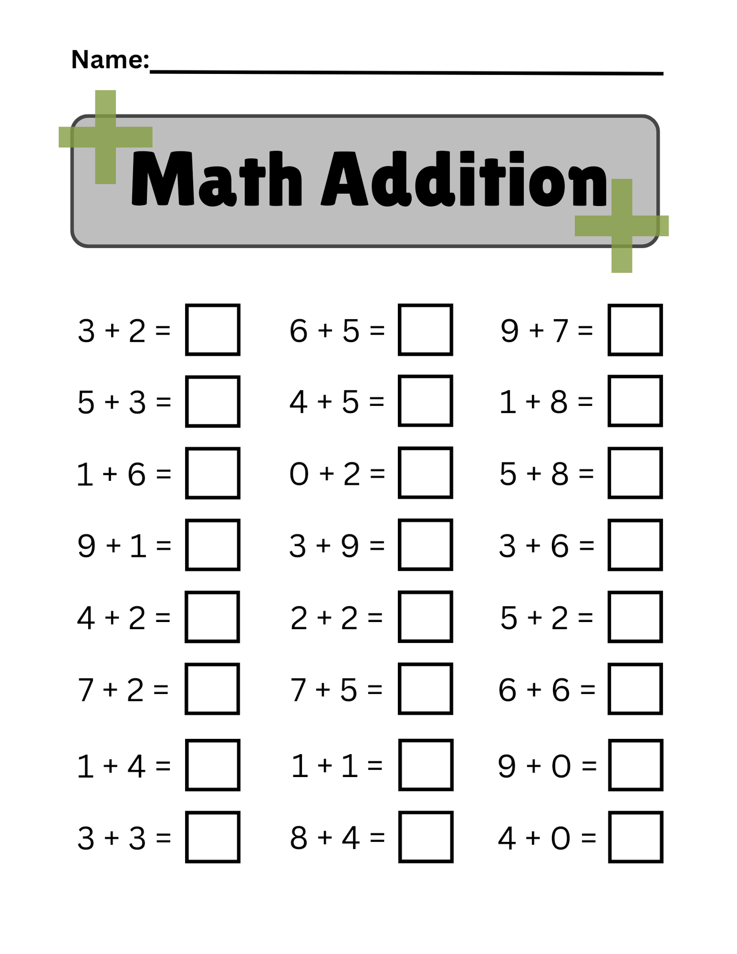 Math - Addition Worksheets