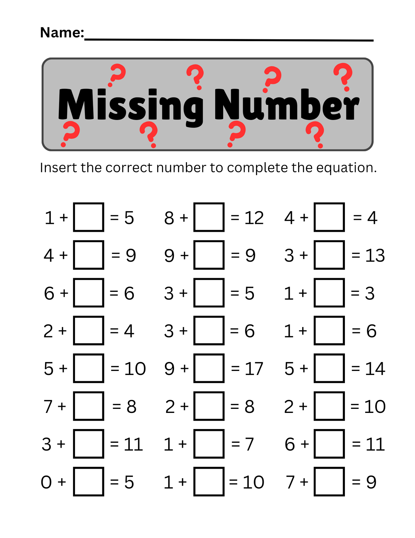 Math - Addition Worksheets