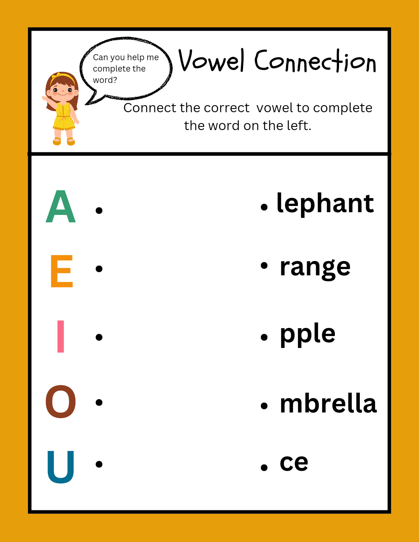 Vowels Worksheets
