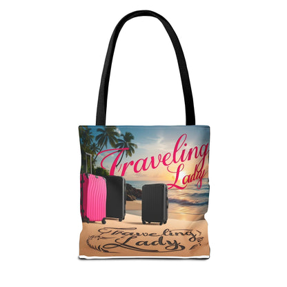 Traveling Lady Tote Bag - Stylish Beach Vacation Accessory