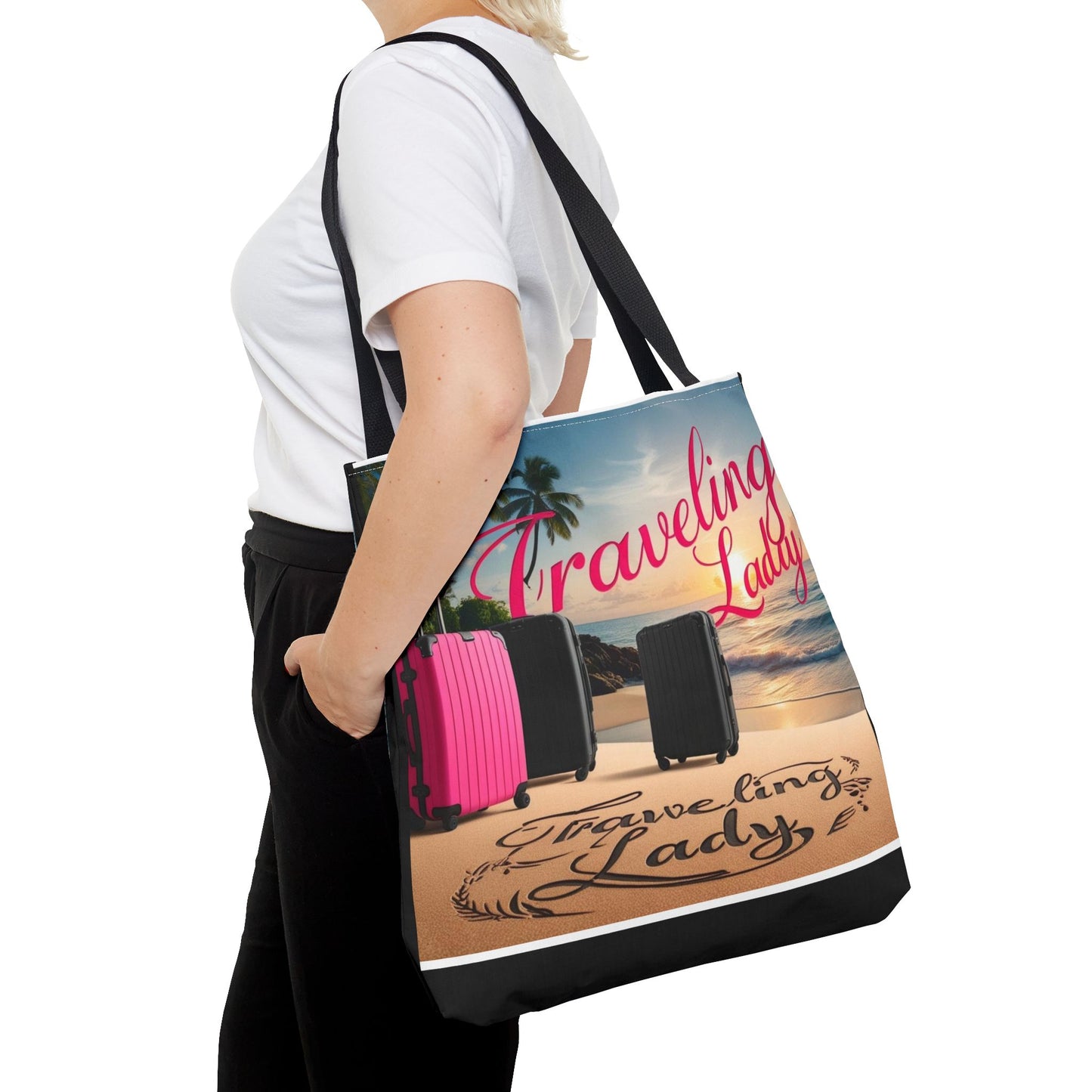 Traveling Lady Tote Bag - Stylish Beach Vacation Accessory