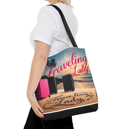 Traveling Lady Tote Bag - Stylish Beach Vacation Accessory