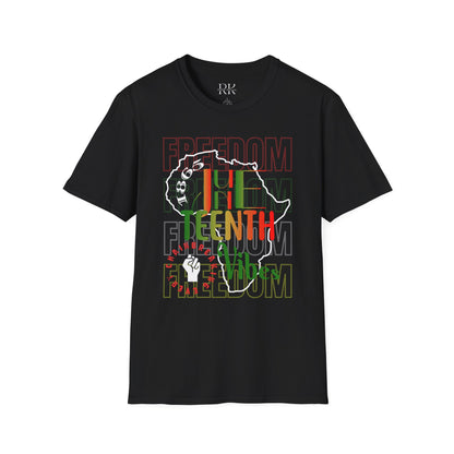 Juneteenth Freedom T-Shirt — Africa Silhouette with Pan-African Colors