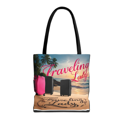Traveling Lady Tote Bag - Stylish Beach Vacation Accessory