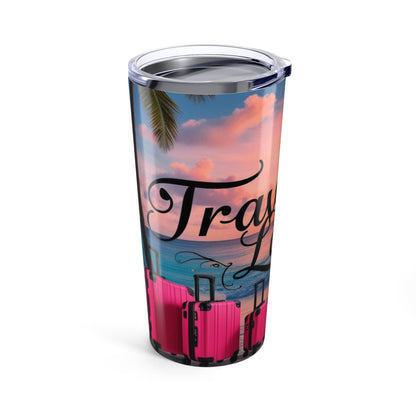 Traveling Lady 20oz Tumbler - Sunset Beach Vibes - Perfect for Vacations & Gifting