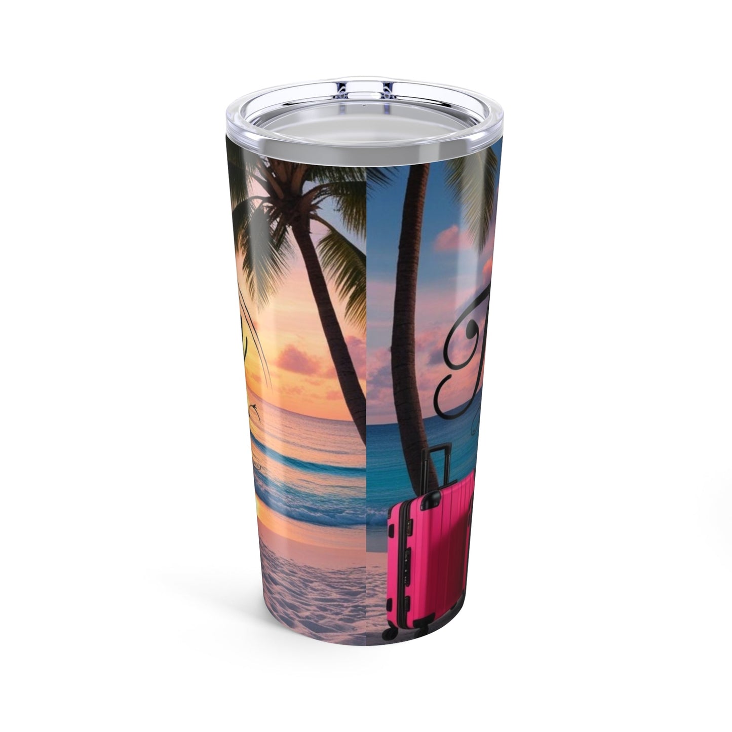 Traveling Lady 20oz Tumbler - Sunset Beach Vibes - Perfect for Vacations & Gifting