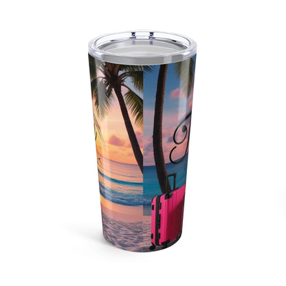 Traveling Lady 20oz Tumbler - Sunset Beach Vibes - Perfect for Vacations & Gifting