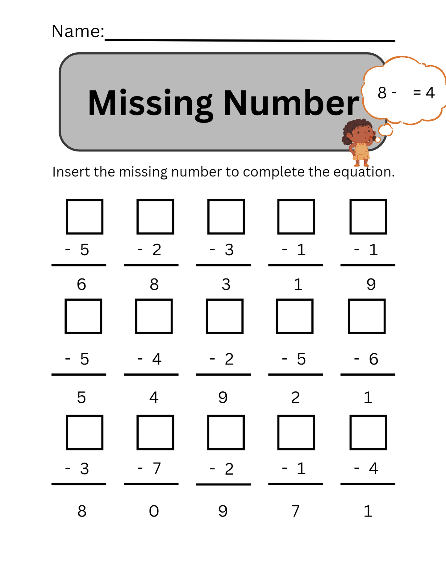 Math - Subtraction Worksheets