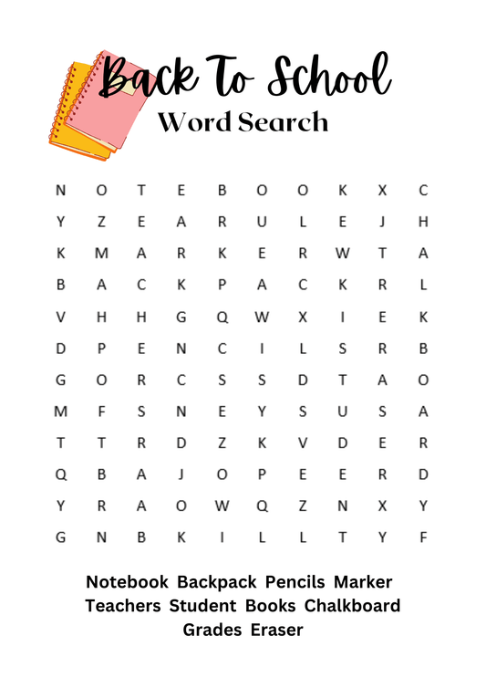 Back To School - Word Search